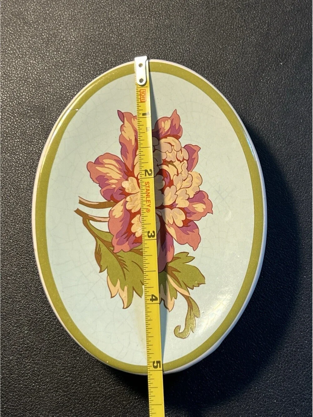 Vintage 1970s Chinoiserie Floral Ceramic Toothbrush Holder & Soap Dish Set